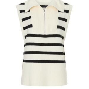 WeWoreWhat Black and White Striped V-Neck Sweater